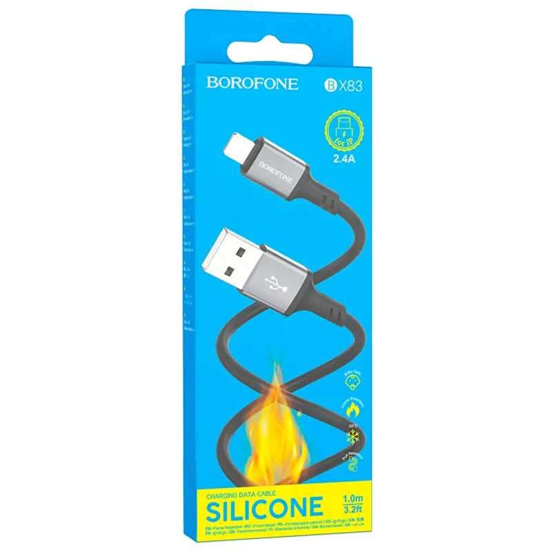 Дата кабель Borofone BX83 Famous USB to Lightning 2.4A Black — фото 4