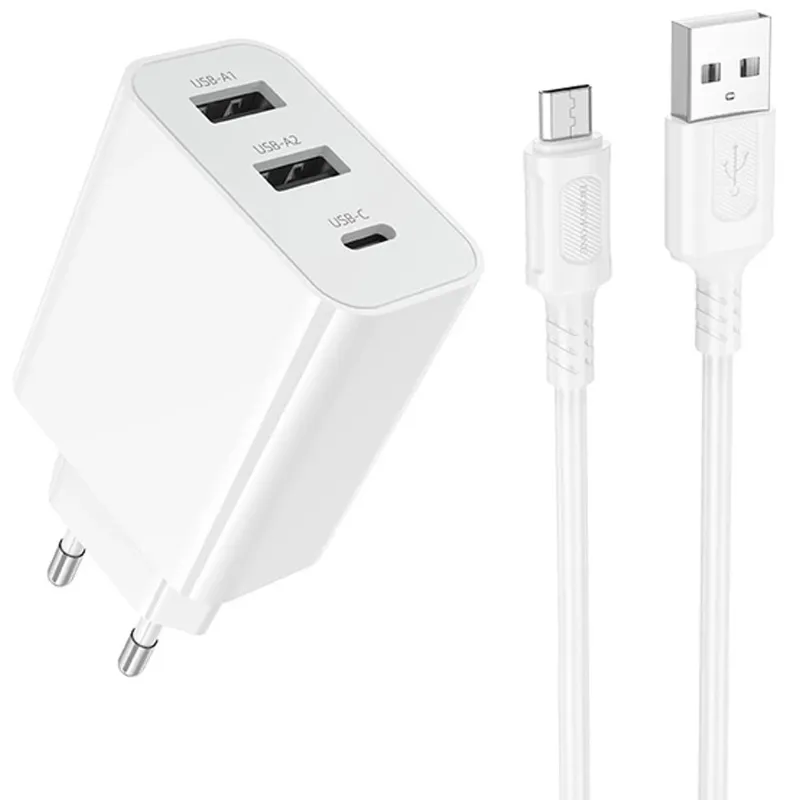 МЗП Borofone BA105A Stellar 15W + кабель USB to MicroUSB White