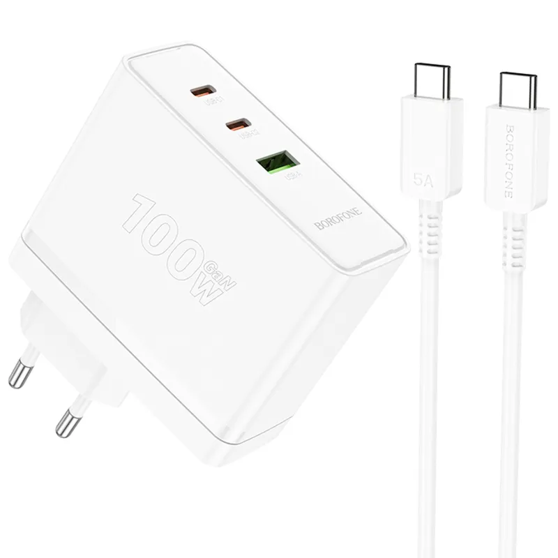 МЗП Borofone BN11 Imperial PD100W+QC3.0 + кабель Type-C to Type-C White