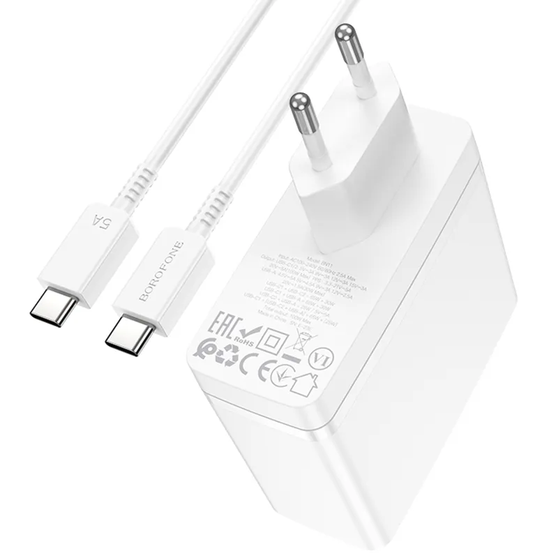 МЗП Borofone BN11 Imperial PD100W+QC3.0 + кабель Type-C to Type-C White — фото 5