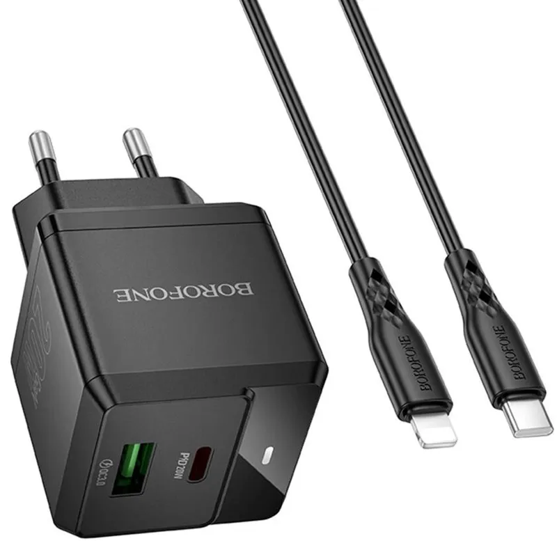 МЗП Borofone BN19 Intenso PD20W+QC3.0 + кабель Type-C to Lightning Black
