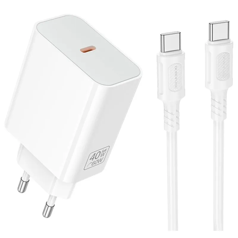 МЗП Borofone BA109A Star PD40W + кабель Type-C to Type-C White