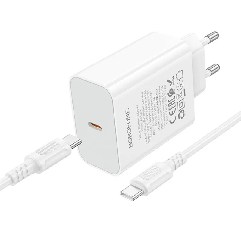 МЗП Borofone BA109A Star PD40W + кабель Type-C to Type-C White — фото 3