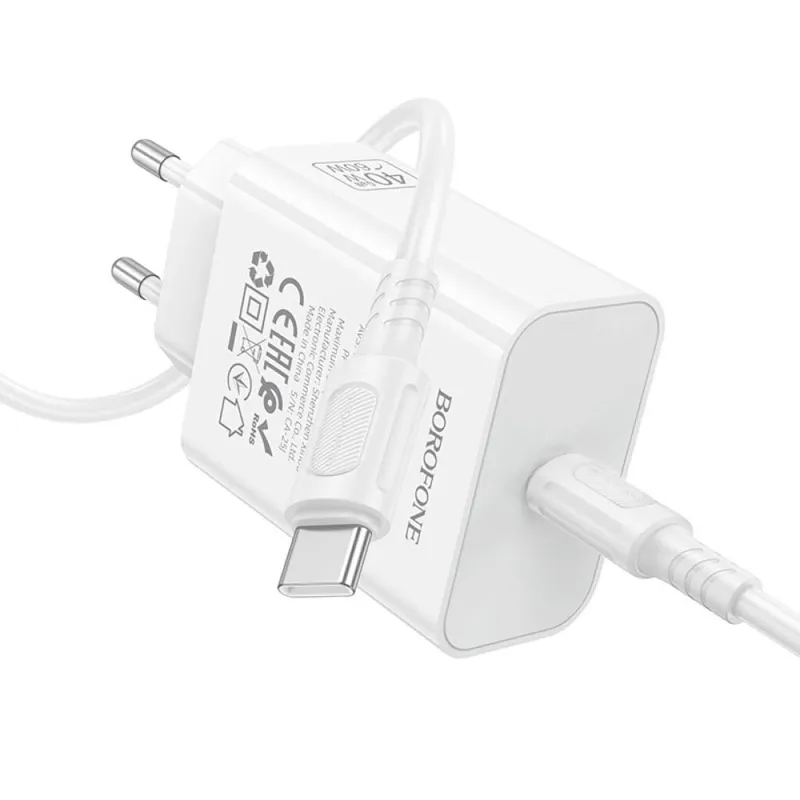 МЗП Borofone BA109A Star PD40W + кабель Type-C to Type-C White — фото 4