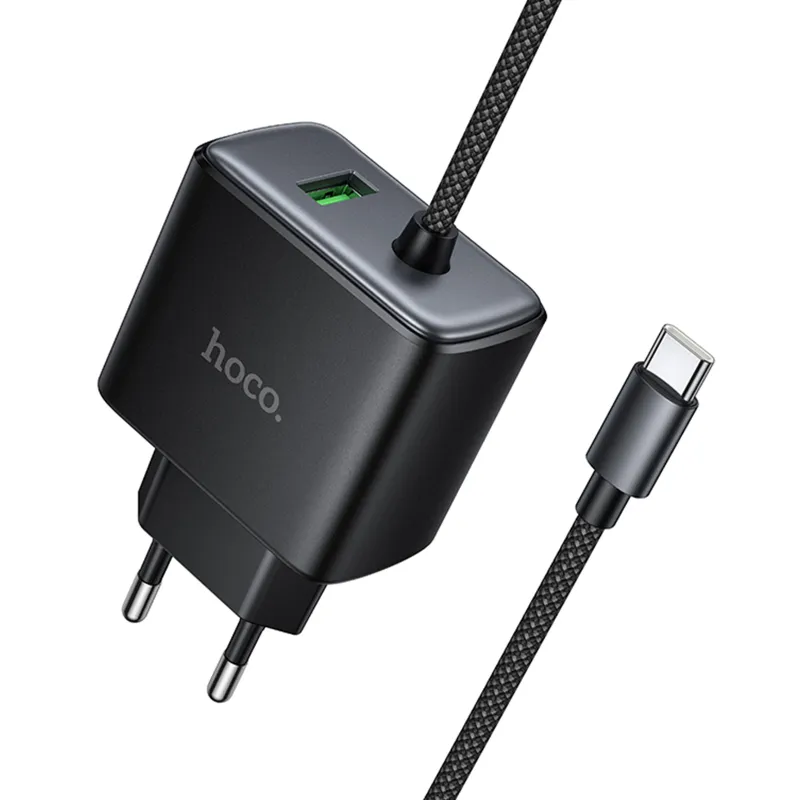 МЗП Hoco C164A New PD30W+QC3.0 + встроенный кабель Type-C Black