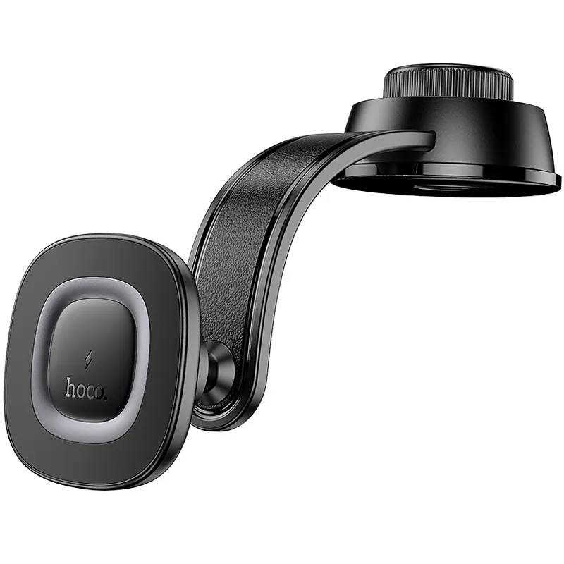 Автотримач з БЗП Hoco HW31 Crown Magnetic 15W (center console) Black / Metal gray