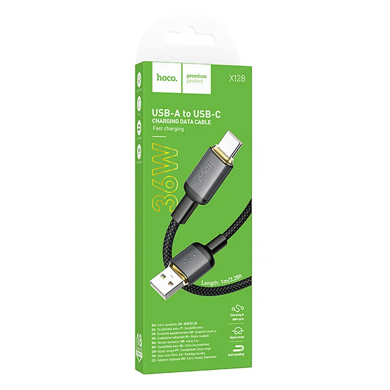 Дата кабель Hoco X128 Benefit USB to Type-C 36W Black — фото 2