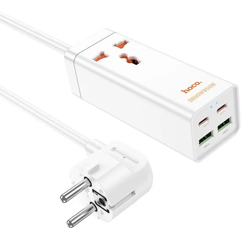 Подовжувач Hoco AC10A Talent PD65W+QC3.0 White