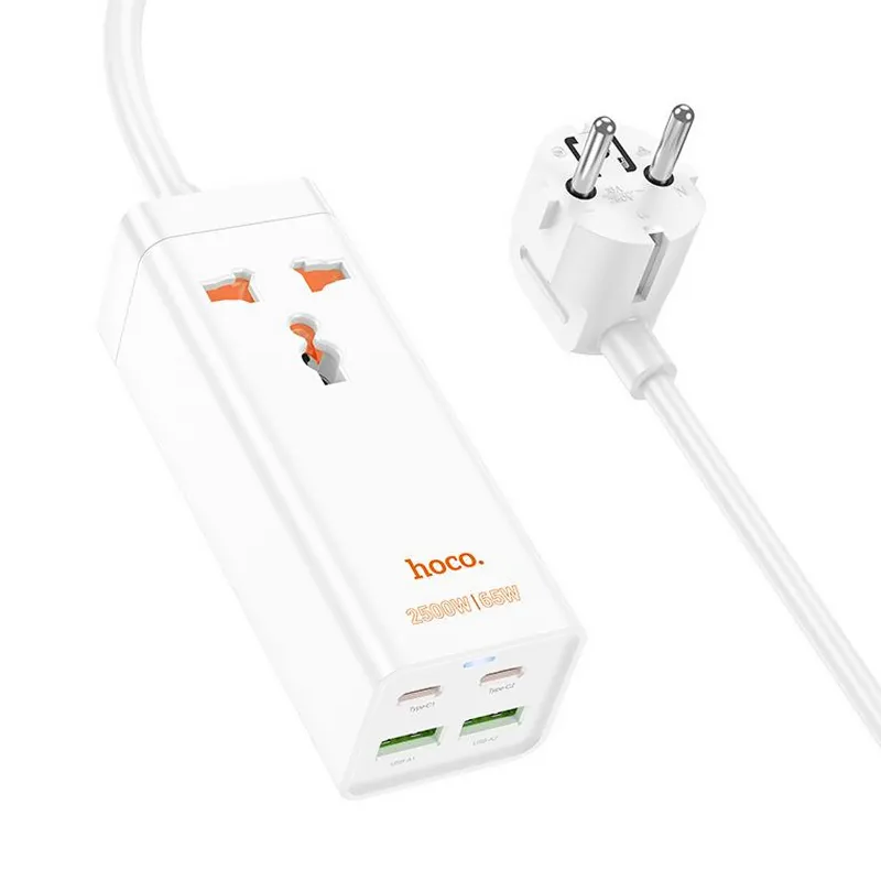Подовжувач Hoco AC10A Talent PD65W+QC3.0 White — фото 2