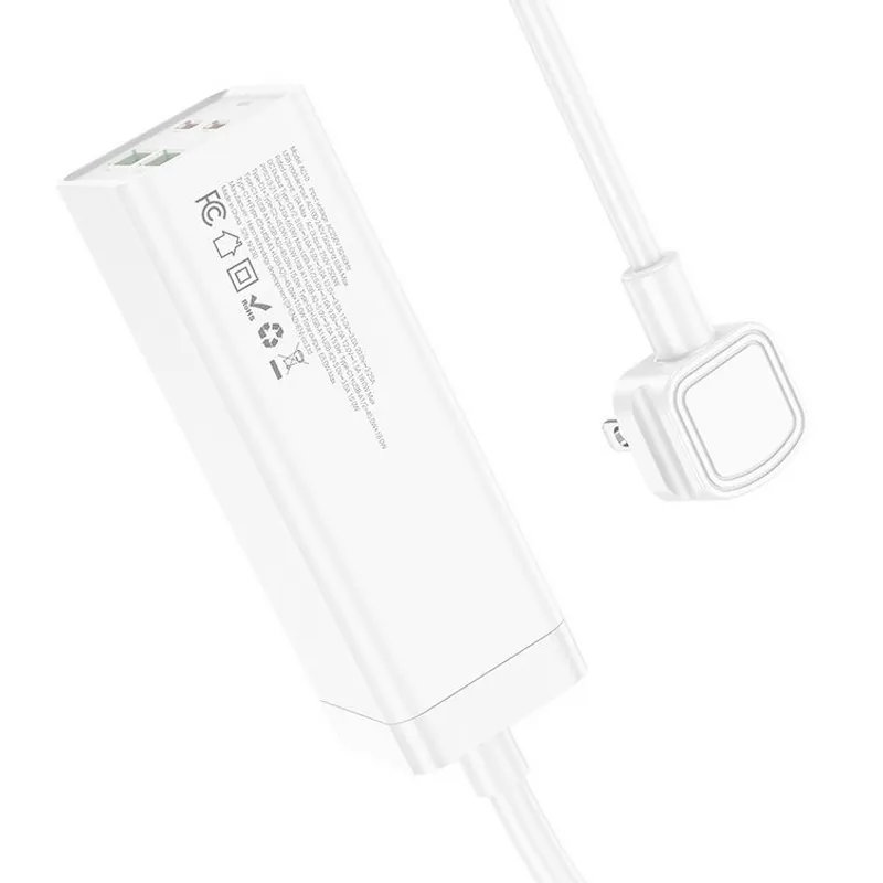 Подовжувач Hoco AC10A Talent PD65W+QC3.0 White — фото 3