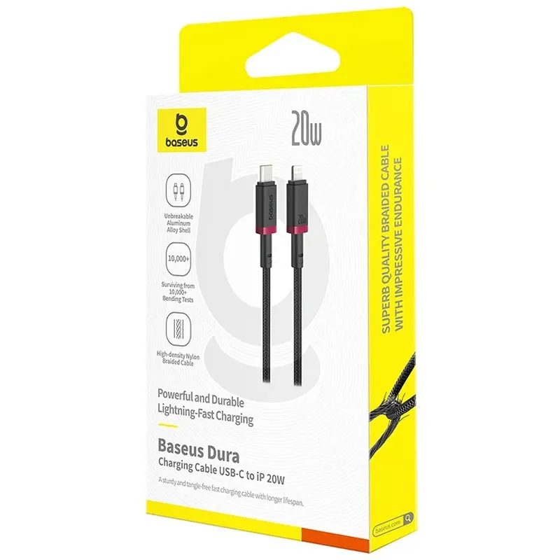 Дата кабель Baseus Dura Series Fast Charging Type-C to Lightning 20W Red / Black — фото 2
