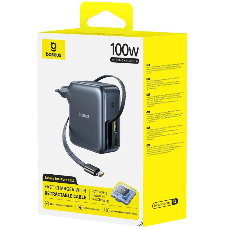 МЗП Baseus EnerCore CJ11 PD100W+QC3.0 with retractable cable Cluster Black — фото 2