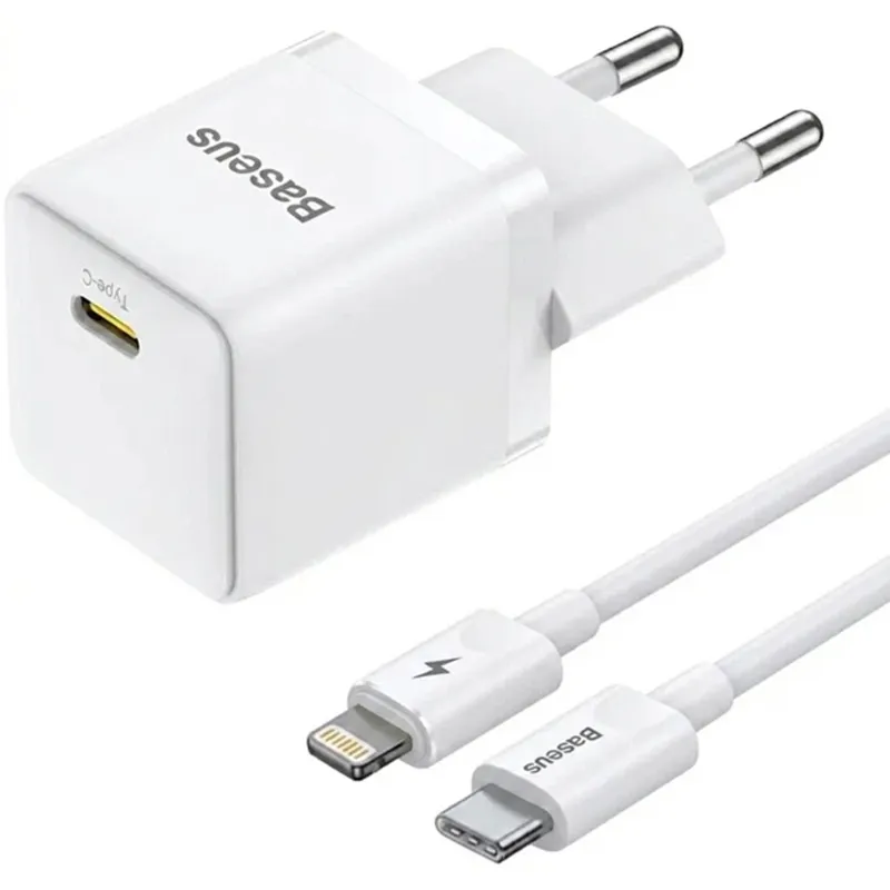 МЗП Baseus Palm Fast Charger 20W (1USB-C) + кабель Type-C to Lightning (E01164) Moon White