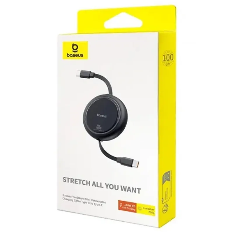 Дата кабель Baseus Free2Draw Mini Retractable Type-C to Type-C 100W Cluster Black — фото 4