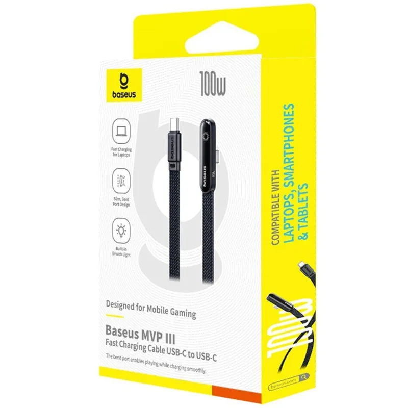 Дата кабель Baseus MVP 3 side plug and stand Type-C to Type-C 100W Cosmic Black — фото 4