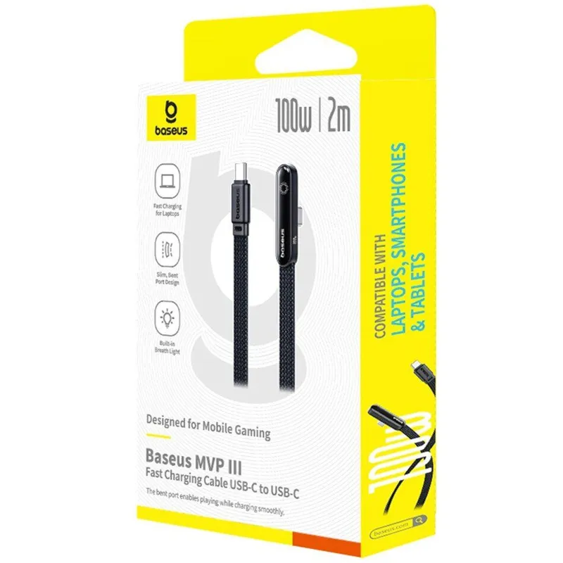 Дата кабель Baseus MVP 3 side plug and stand Type-C to Type-C 100W Cosmic Black — фото 4