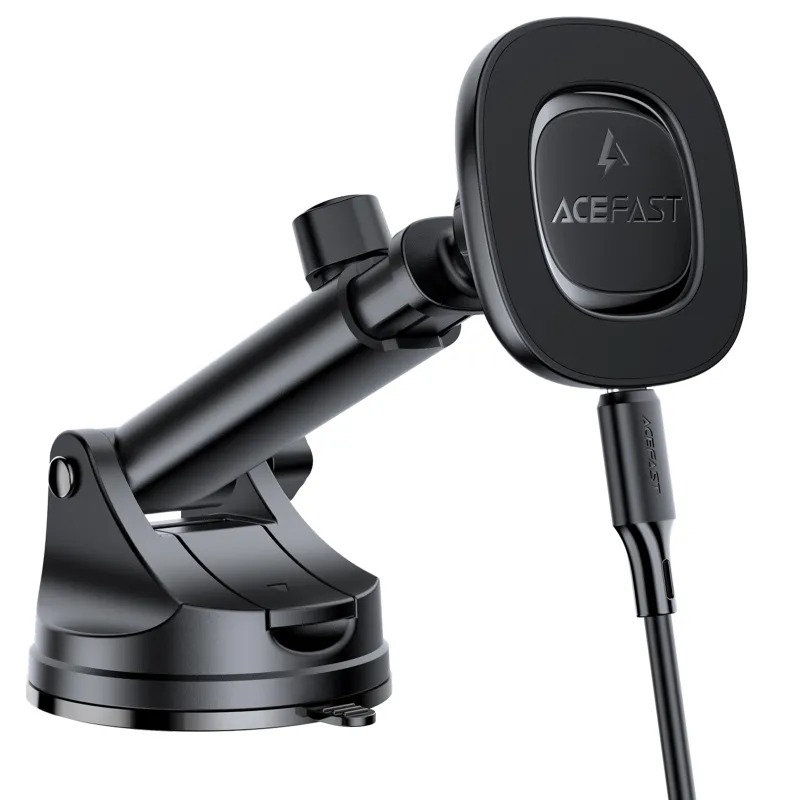 Автотримач з БЗП Acefast D47 Magnetic Charging 15W (center console) Black