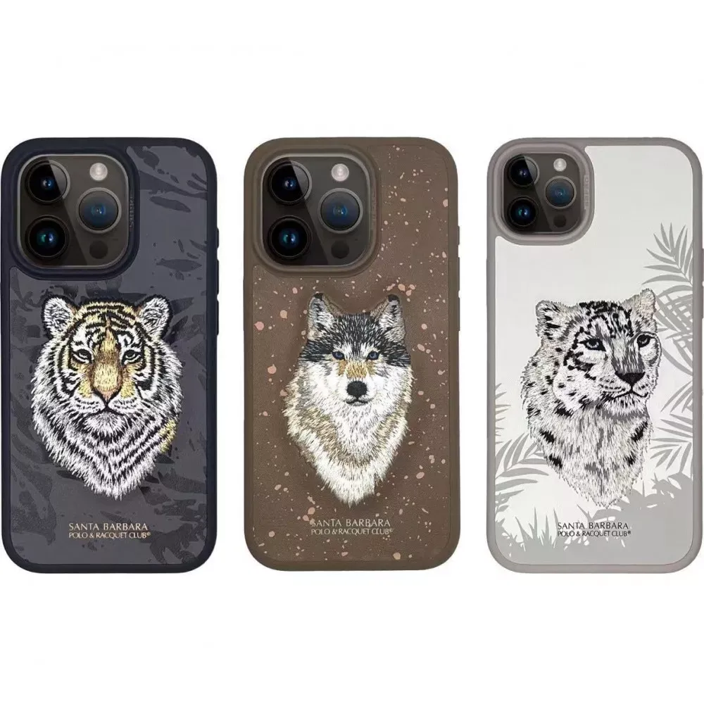Polo Savanna Leather Case iPhone 15 Pro — Snow Leopard-Grey - фото 4