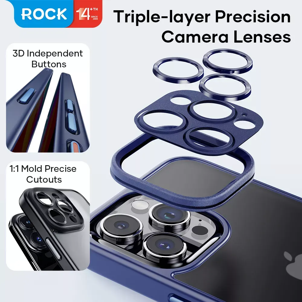 Rock Guard Touch Protection Case Anti-drop Lens Protection iPhone 15 Pro — Titanium Black — фото 4