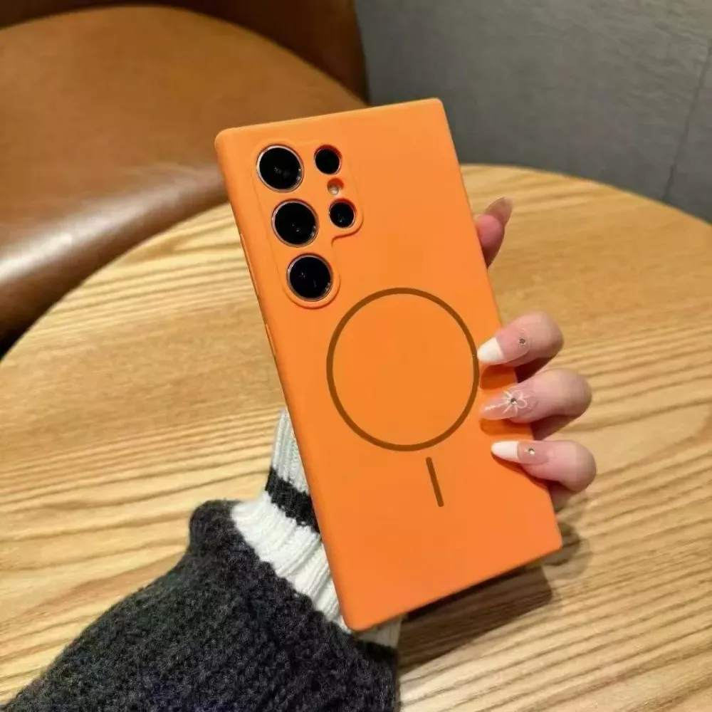 Original Silicone Case with MagSafe — Samsung S22 Ultra — Orange — Различные Samsung S22 Ultra