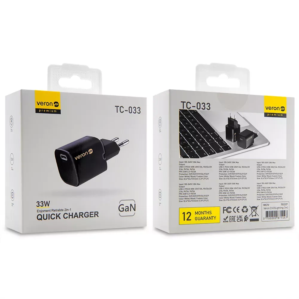 Home Charger 33W PPS PD QC3.0 Veron TC-033 — фото 3