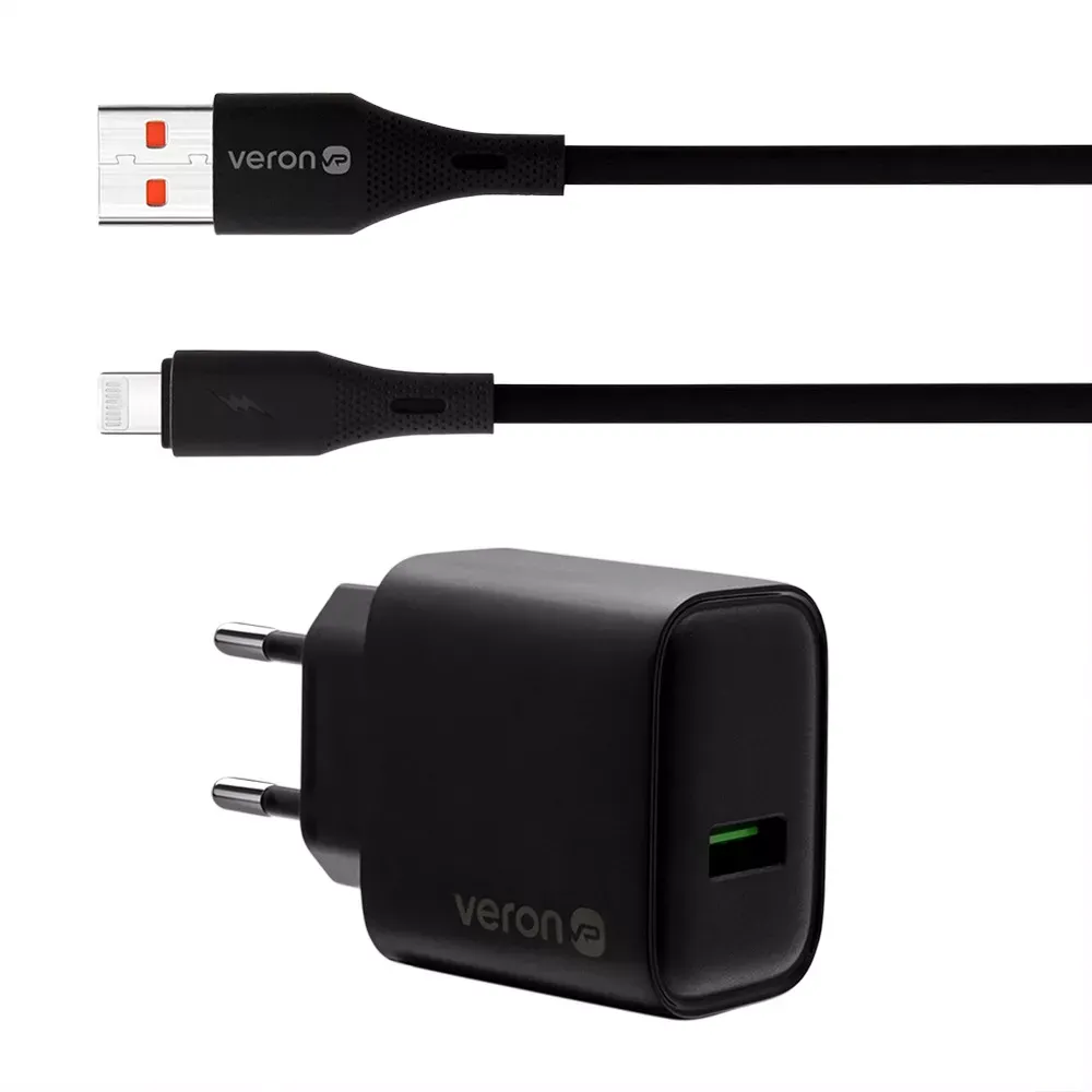 Home Charger | 18W | 1U | Lightning Cable (1m) — Veron VR-C15Q — VERON