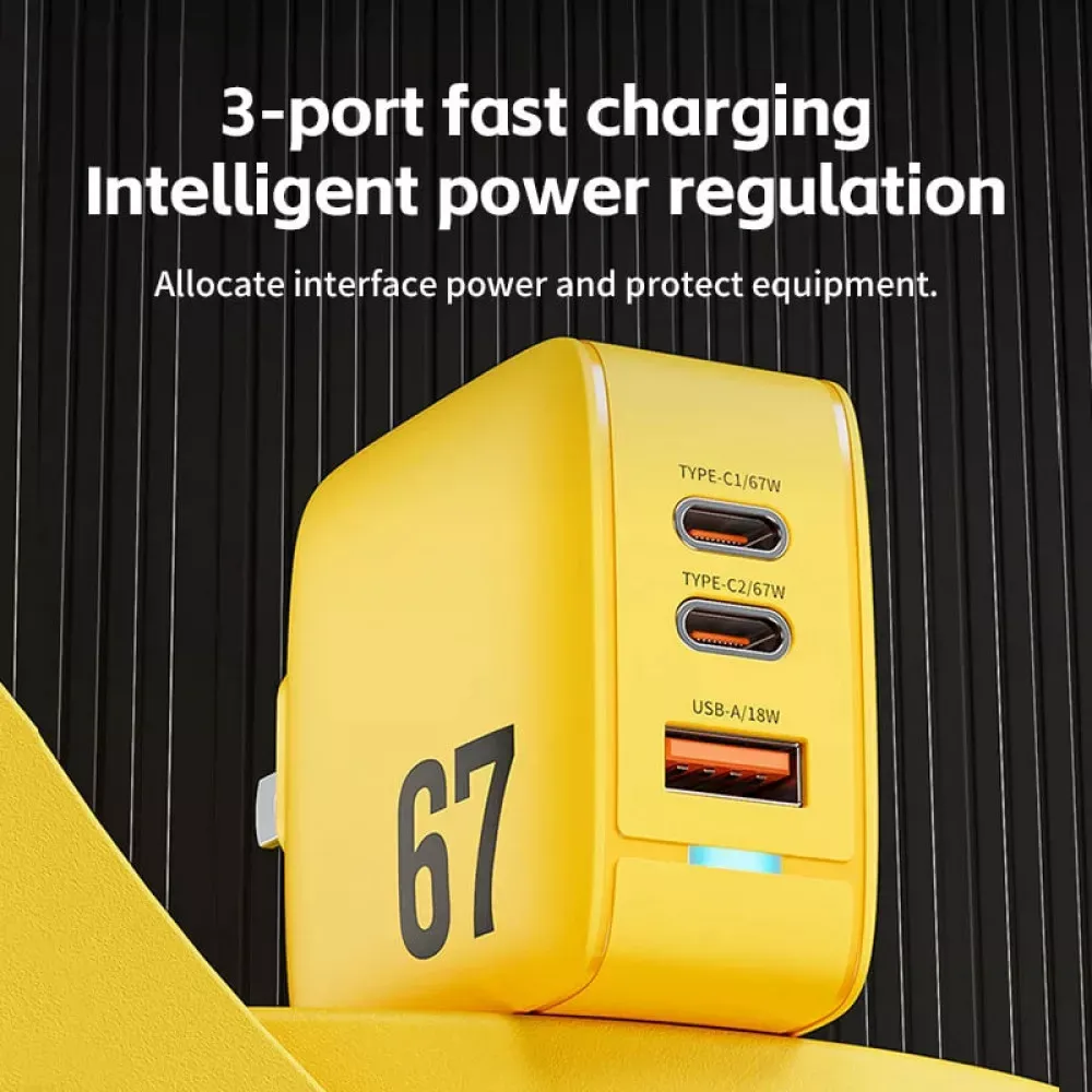Home Charger | 67W | GaN | PPS | 2 PD | QC3.0 LED — Veron TC-67