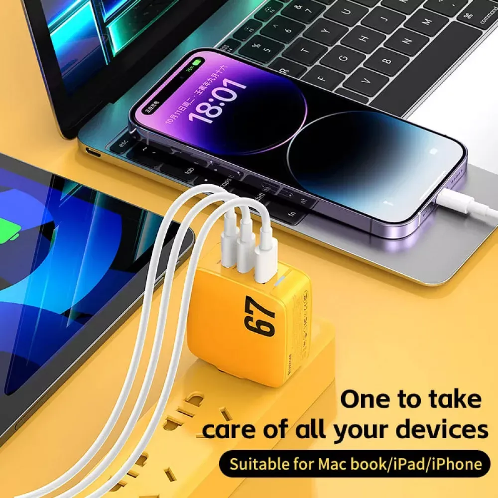 Home Charger | 67W | GaN | PPS | 2 PD | QC3.0 LED — Veron TC-67