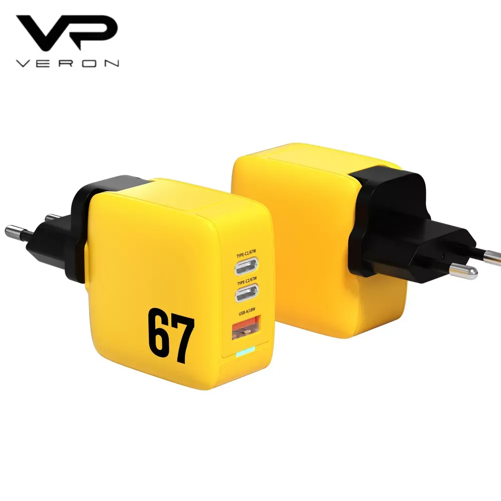 Home Charger | 67W | GaN | PPS | 2 PD | QC3.0 LED — Veron TC-67 — фото 9