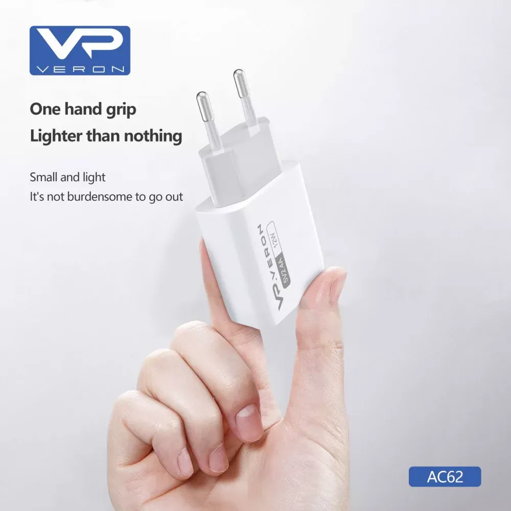 Home Charger 2.4A 2U USB C Cable Veron AC62C — фото 6