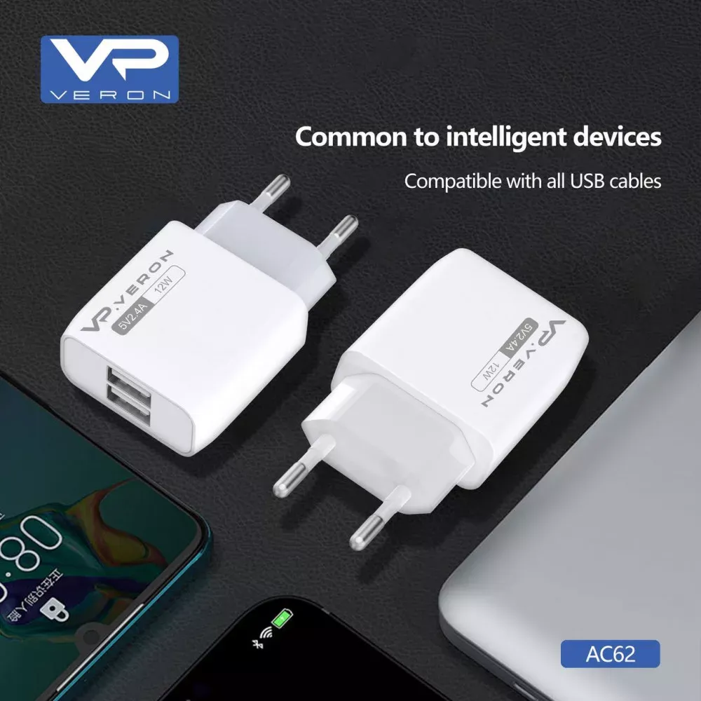 Home Charger 2.4A 2U USB C Cable Veron AC62C — фото 9