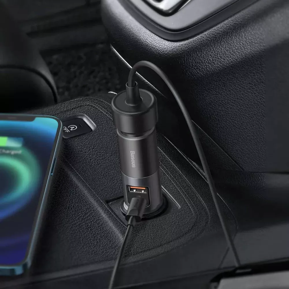 Car Charger 120W 1U 1C Baseus (CCBT-C0G) Share Together Fast Charge with Cigarette Lighter Expansion Port Gray - фото 8