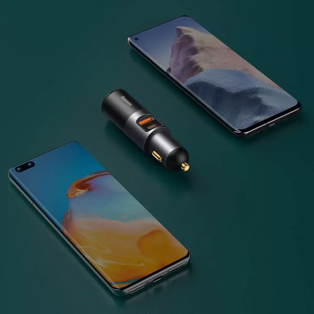 Car Charger 120W 1U 1C Baseus (CCBT-C0G) Share Together Fast Charge with Cigarette Lighter Expansion Port Gray - фото 9