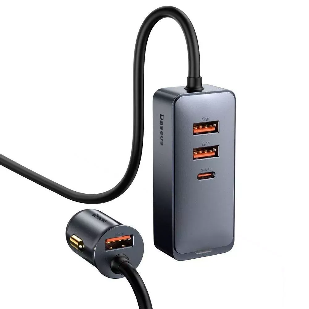 Car Charger 120W 3U 1C Extension Cord Baseus (CCBT-B0G) Share Together PPS multi-port Fast charging Gray — CCBT-B0G Gray — Baseus