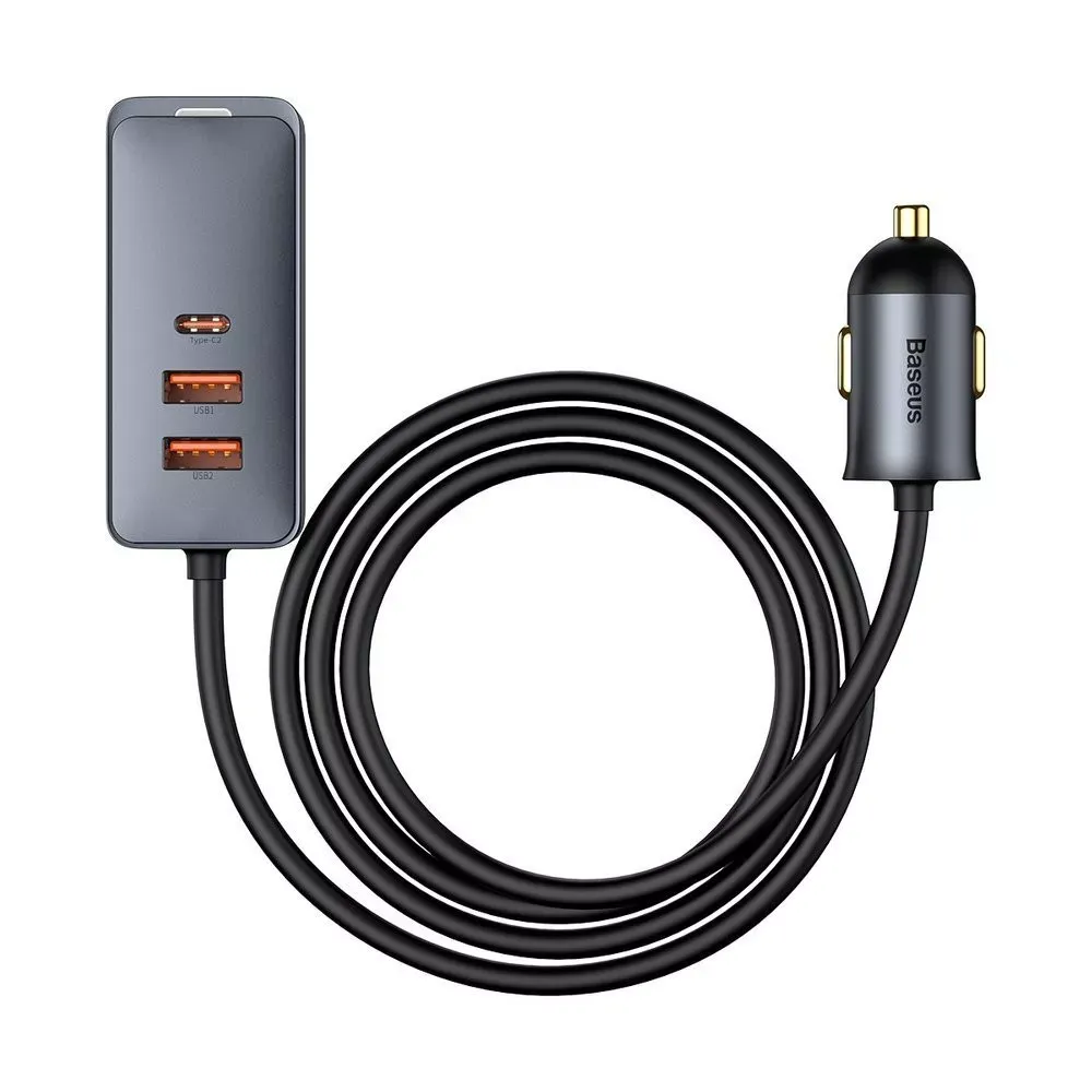 Car Charger 120W 3U 1C Extension Cord Baseus (CCBT-B0G) Share Together PPS multi-port Fast charging Gray — CCBT-B0G Gray - фото 4