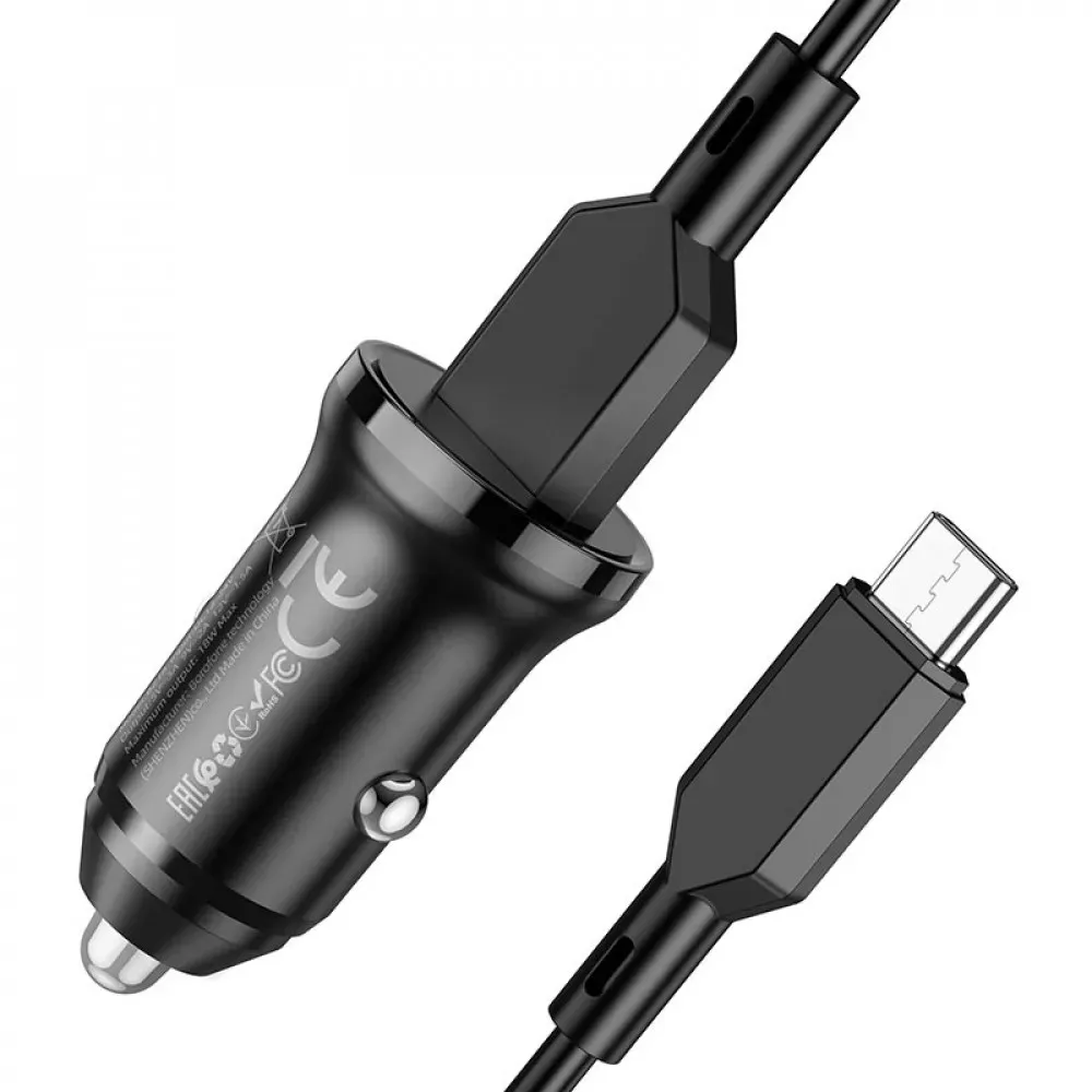 Car Charger 18W QC3.0 USB C Cable Borofone BZ18 — Black — фото 5