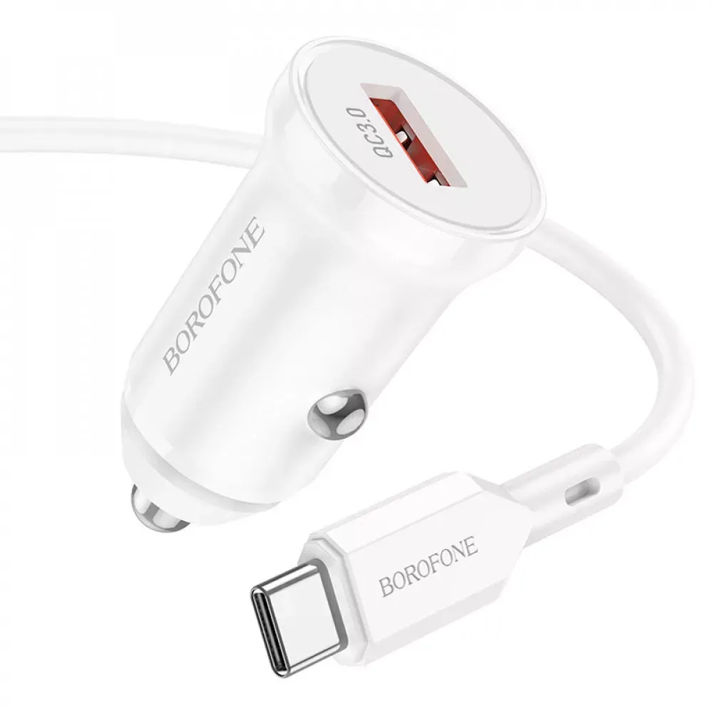 Car Charger 18W QC3.0 USB C Cable Borofone BZ18 — Black — фото 6