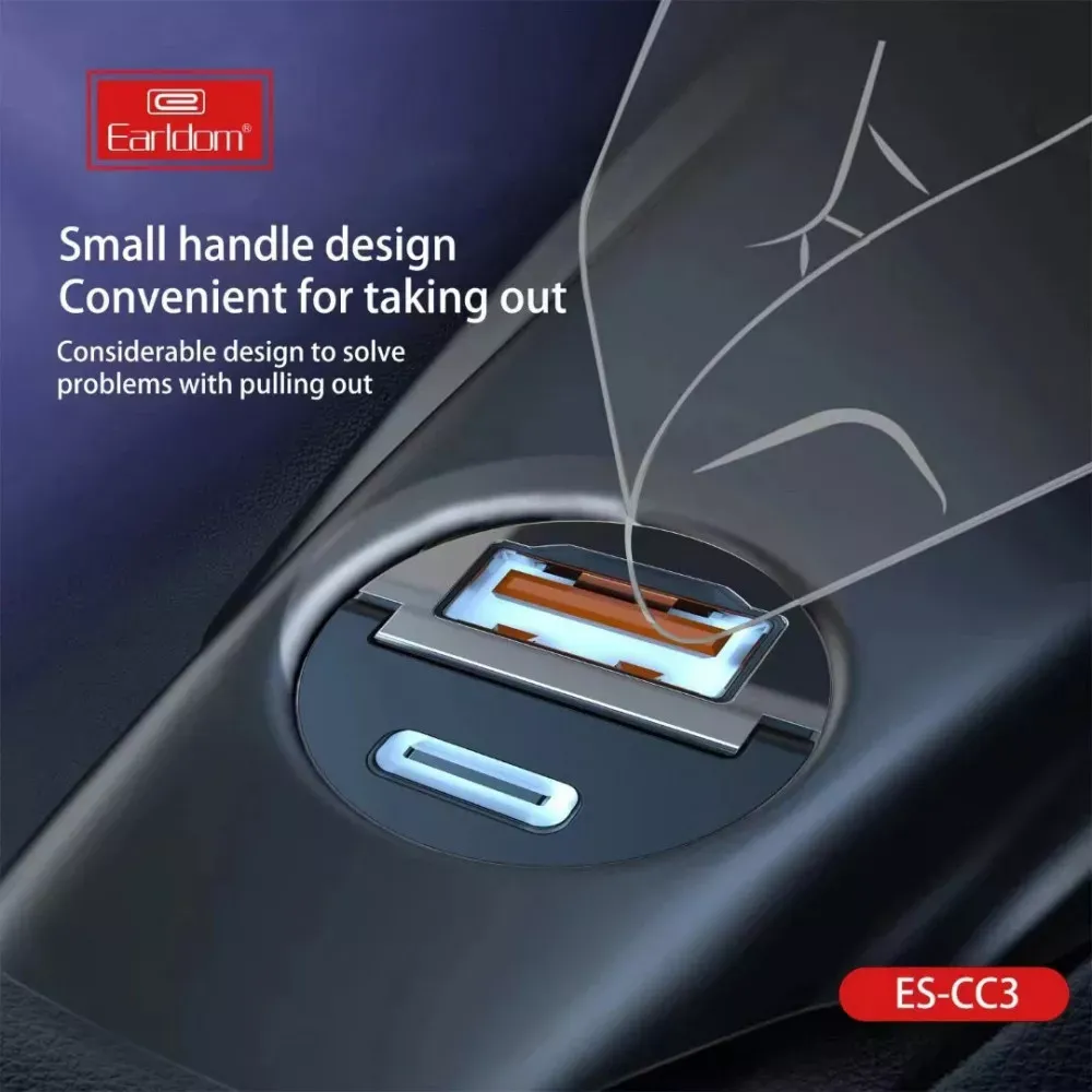 Car Charger 2.4A 1U 1C Earldom ES-CC3 - фото 7
