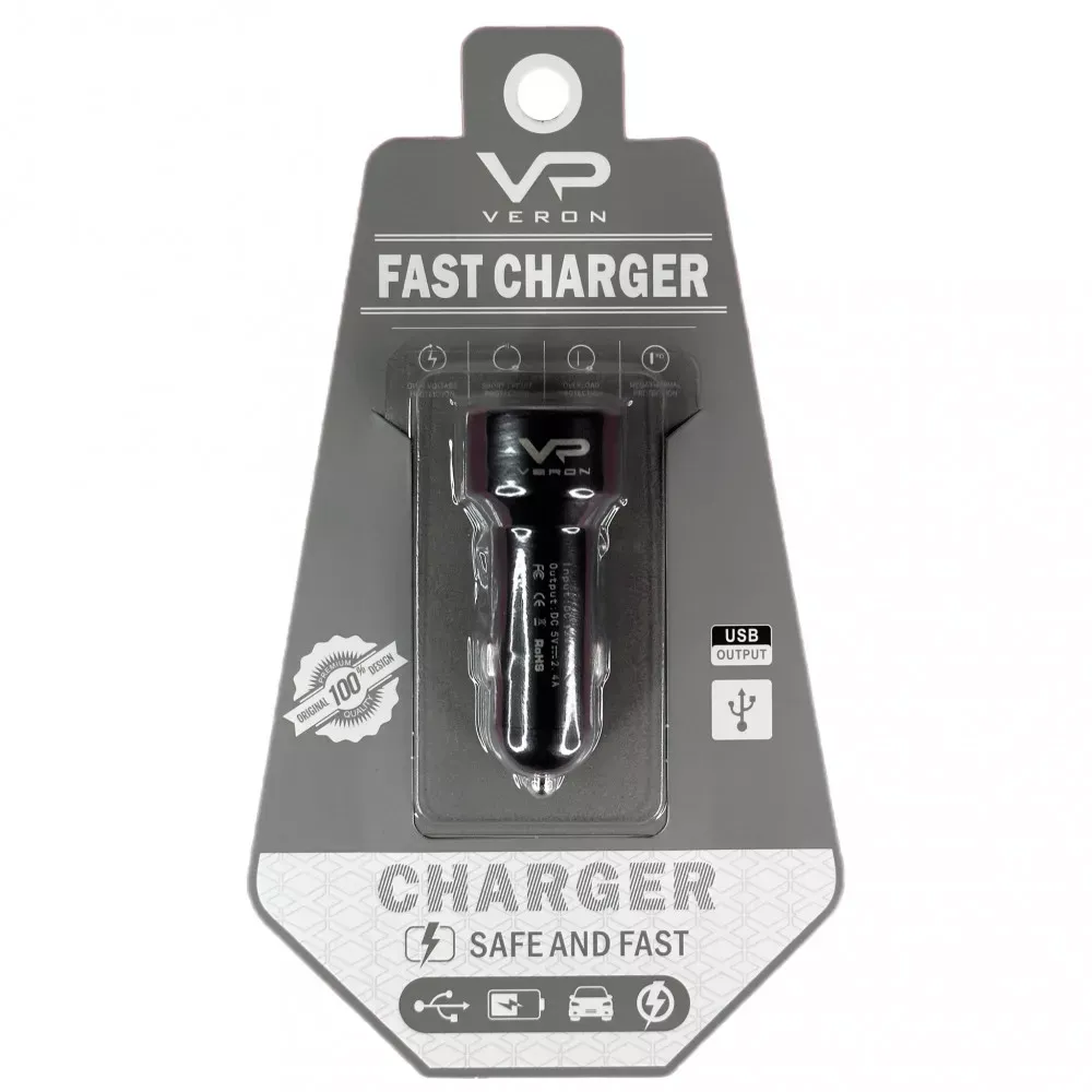 Car Charger 2.4A 2U Veron C-604A with LCD Long — фото 4