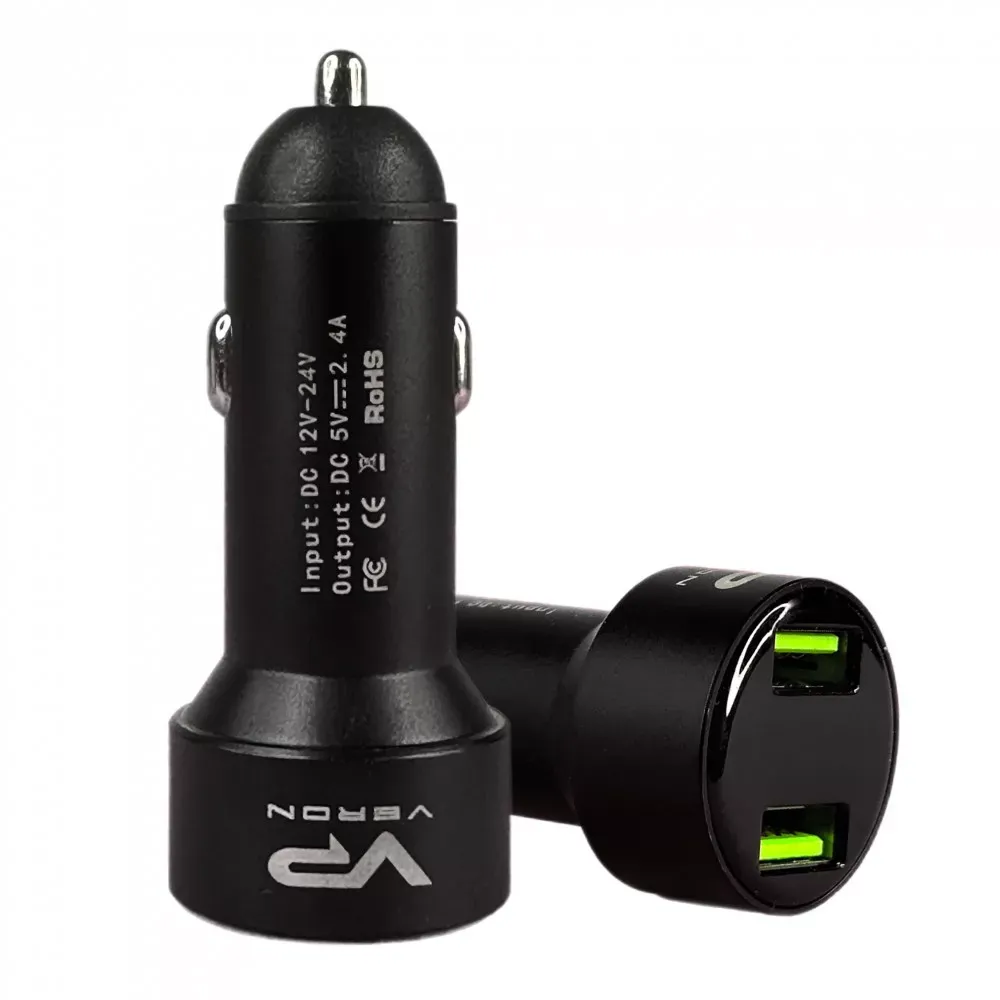 Car Charger 2.4A 2U Veron C-604A with LCD Long — фото 5