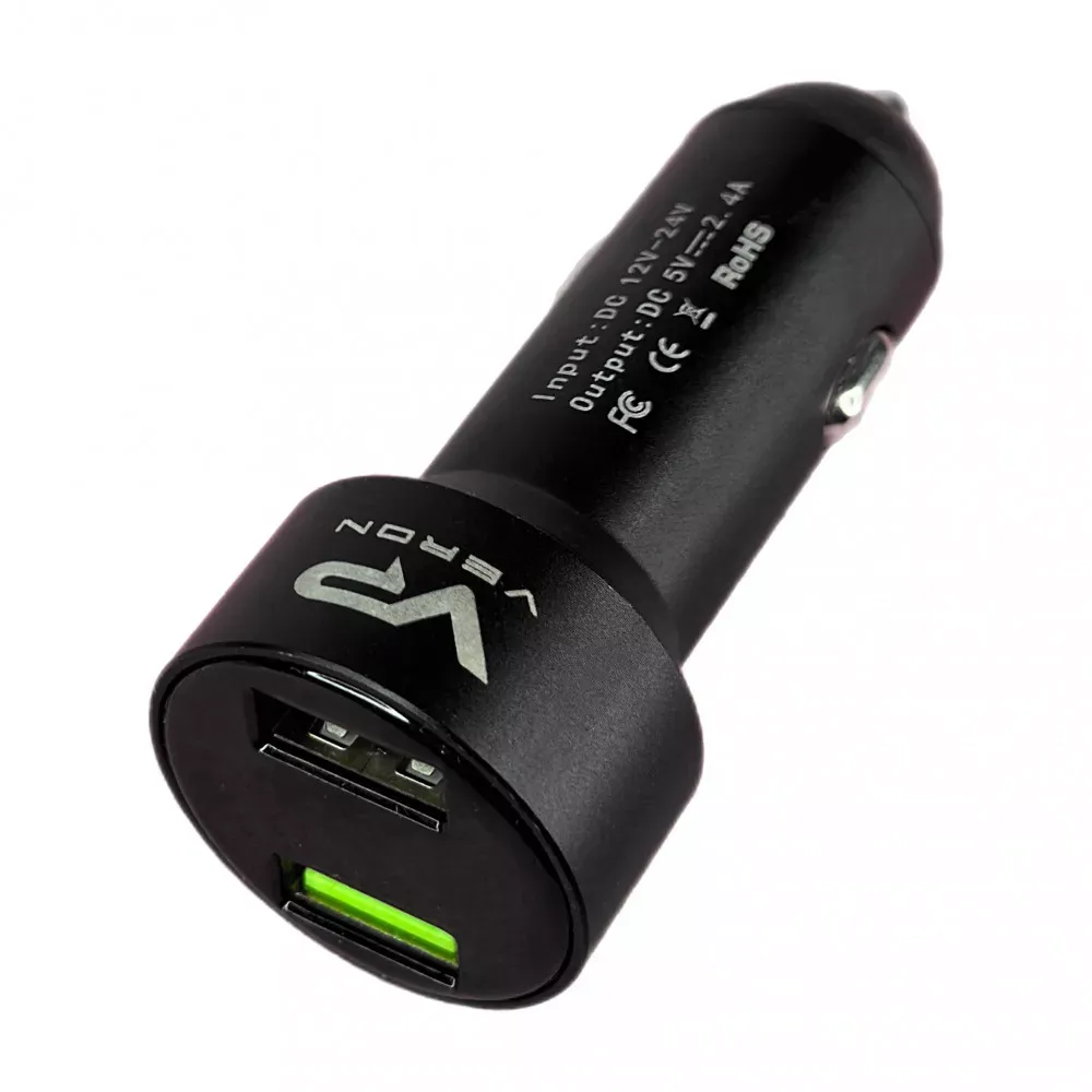 Car Charger 2.4A 2U Veron C-604A with LCD Long — фото 5