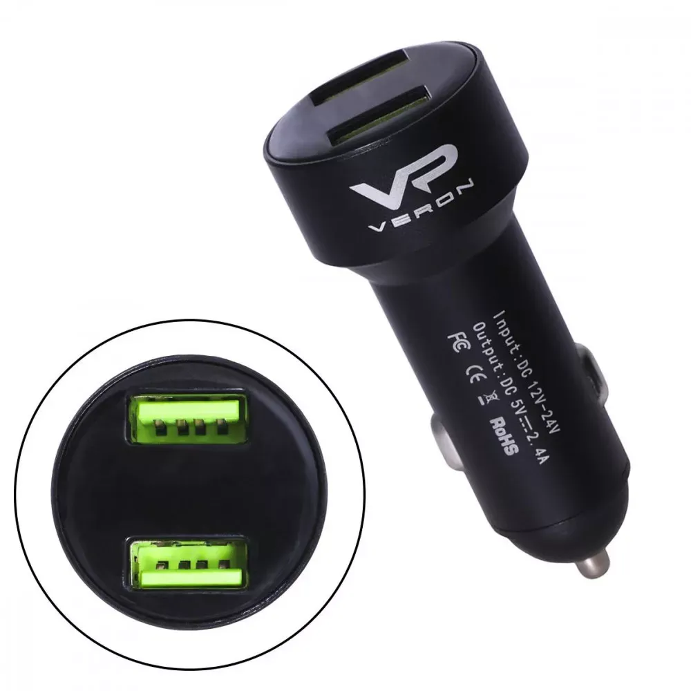 Car Charger 2.4A 2U Veron C-604A with LCD Long — фото 9