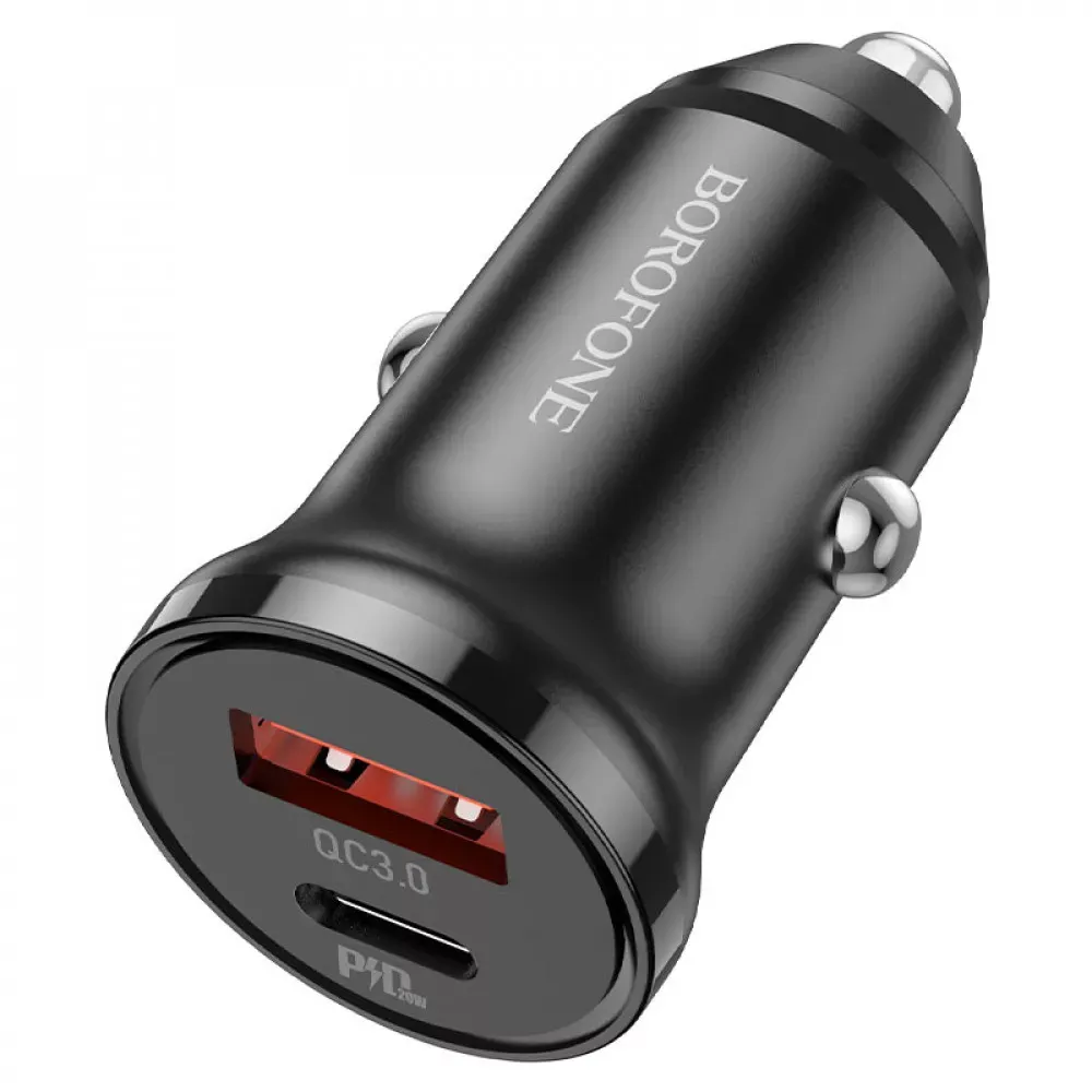 Car Charger 20W PD QC3.0 USB C Cable Borofone BZ18A — Black — фото 4