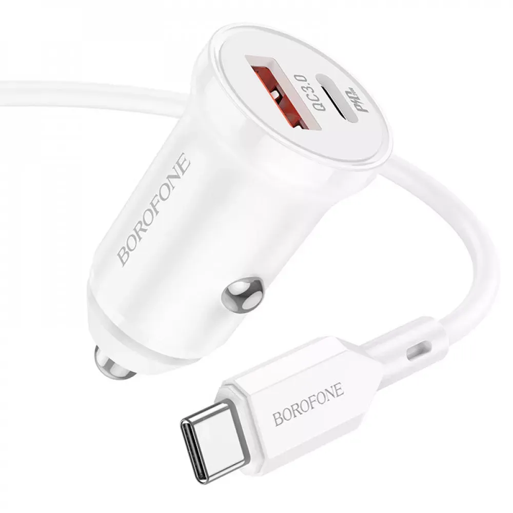 Car Charger 20W PD QC3.0 USB C Cable Borofone BZ18A — Black — фото 5