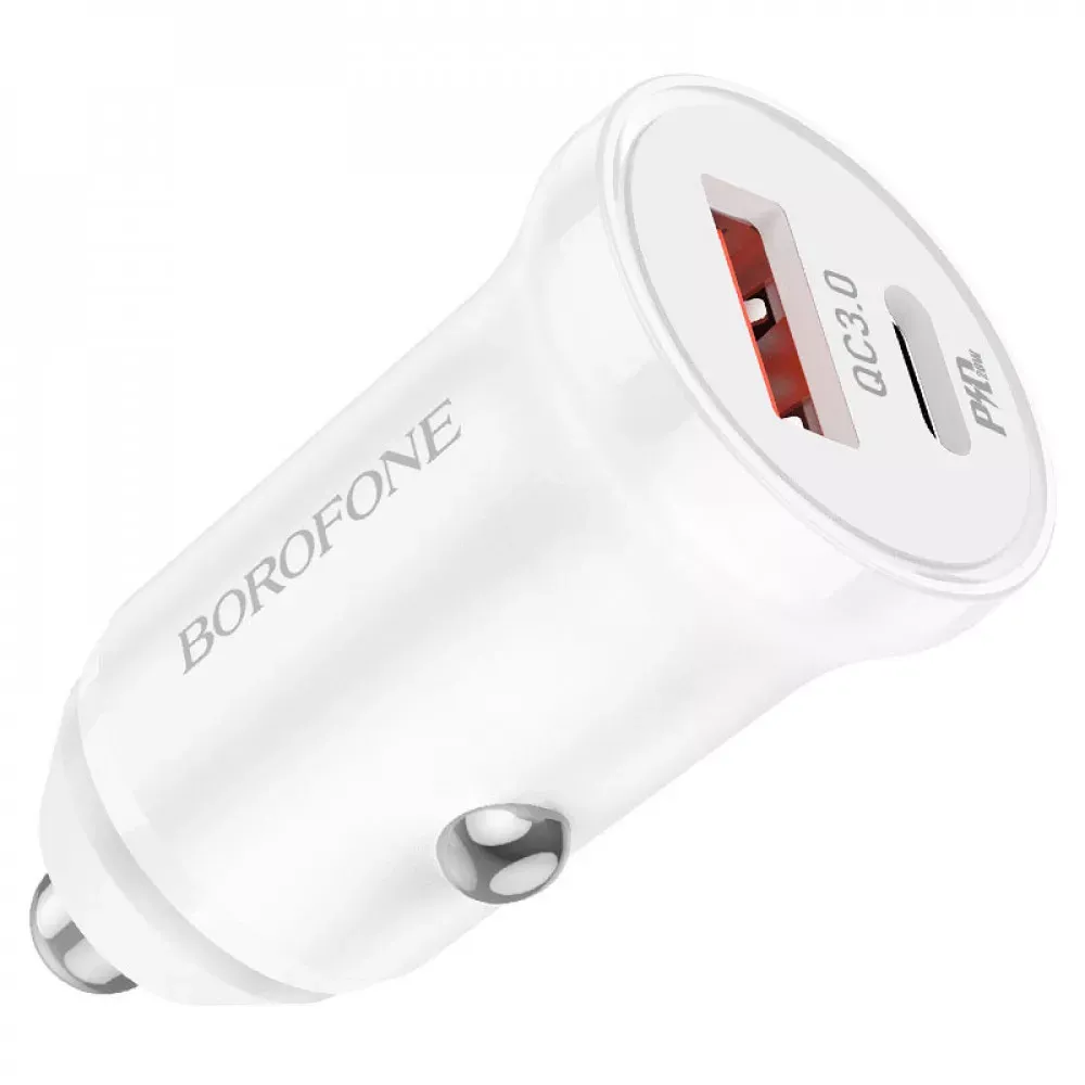 Car Charger 20W PD QC3.0 USB C Cable Borofone BZ18A — Black — фото 6