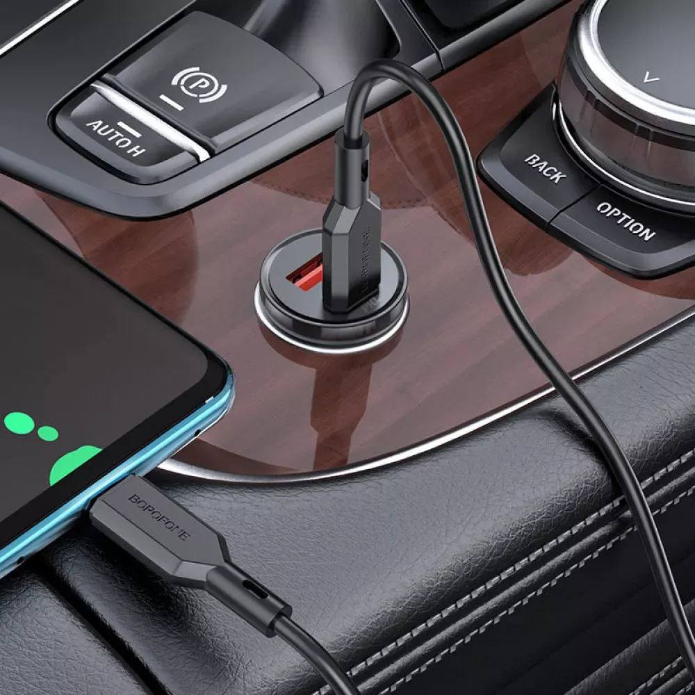Car Charger 20W PD QC3.0 USB C Cable Borofone BZ18A — Black — фото 7