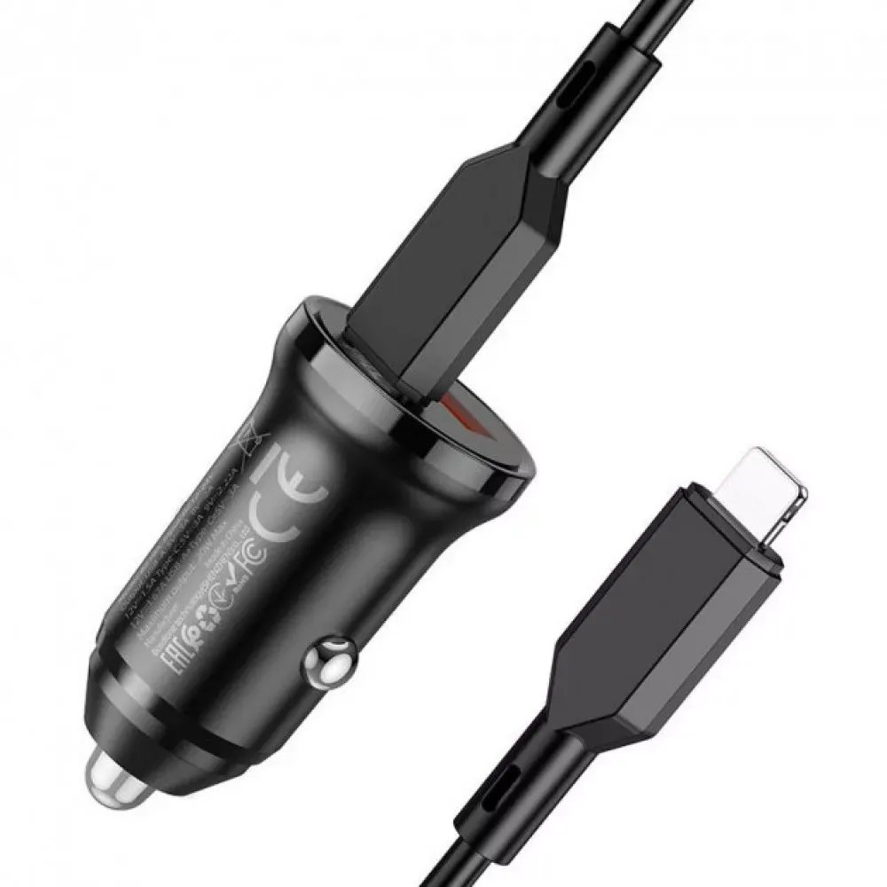 Car Charger 20W PD QC3.0 C to Lightning Cable Borofone BZ18A — Black — фото 4