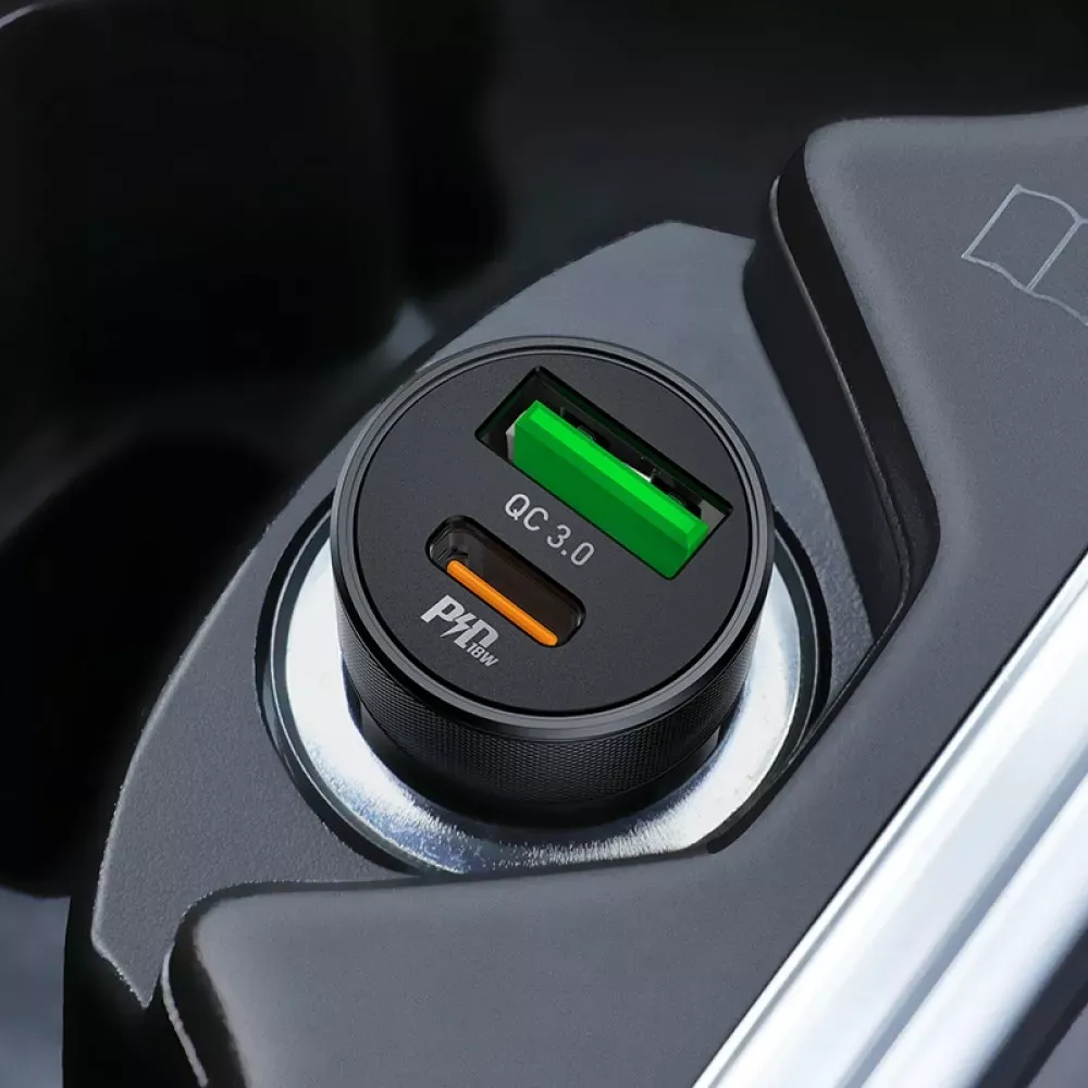 Car Charger 20W PD QC3.0 Hoco Z32B — Black — фото 5