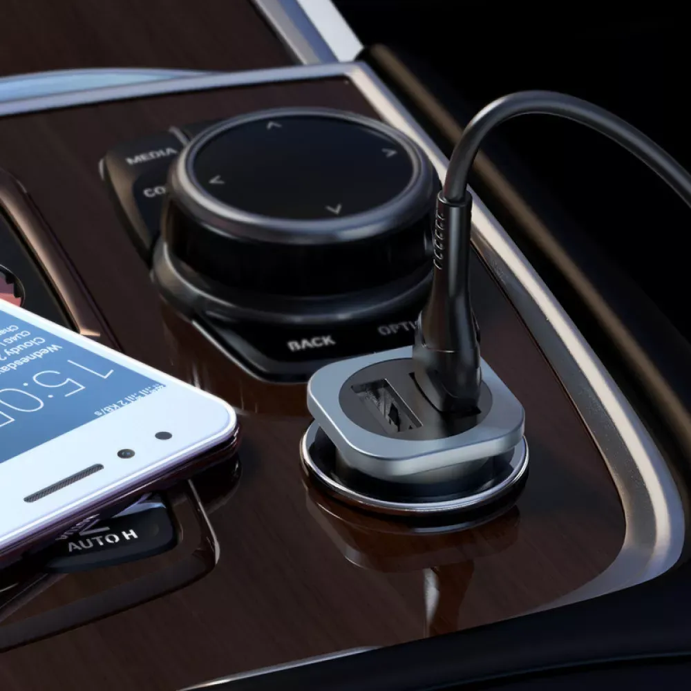 Car Charger 24W 2U Hoco NZ4 — Metal Gray — фото 5