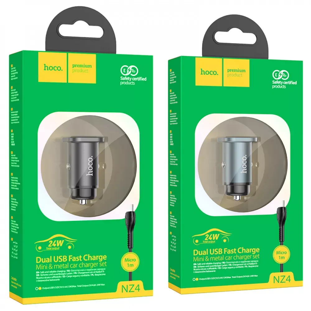 Car Charger 24W 2U Hoco NZ4 — Metal Gray — фото 7